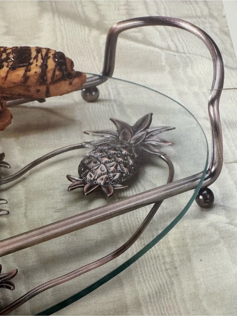 Home Essentials Bronze-Tone Pineapple Glass Serving Tray